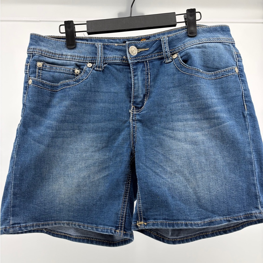 Seven7 Shorts Bermuda Stone Wash Flat Front Casual Women's Size 12